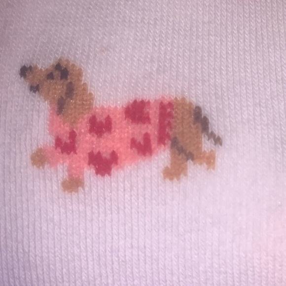 NEW J. Crew White Socks with Brown Dog Pink Red hearts Valentine Pattern NWT - Picture 3 of 5